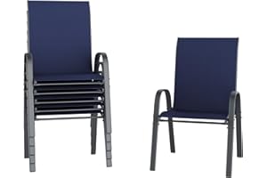 Amopatio Garden Chairs Set of 6, Stackable Dining Chairs Patio Chair for All Weather, Breathable Garden Outdoor Furniture for Backyard, Deck, Blue