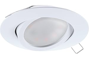‎EGLO EGLO Einbaustrahler Tedo, Spot aus Aluminiumguss in Weiß, Einbauleuchte mit GU10 Fassung, LED Leuchtmittel inklusive, Einbaustrahler flach, schwenkbar, Ø 8 cm