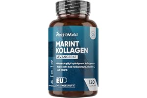 Marint Kollagen Komplex - 1200 mg hydrolyserade fiskkollagen peptider - med hyaluron, CoQ10, Vitamin C, zink - 120 kapslar me