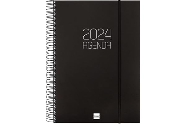 Finocam - Agenda 2024 Espiral Opaque 1 Día Página Enero 2024 - Diciembre 2024 (12 meses) Negro Español