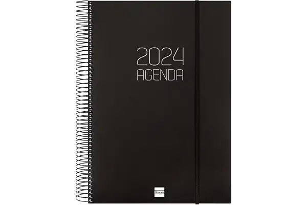 Finocam - Agenda 2024 Espiral Opaque 1 Día Página Enero 2024 - Diciembre 2024 (12 meses) Negro Español