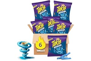 AmericanBrands Takis Chips Blue Heat Box (Pack von 6 x 28.4g) Blue Chips - Perfekte Party-Snack Nachos SET - Chili-Pfeffer-Tortilla-Chips aus Mexiko