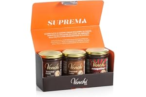 Venchi - Kit Creme di Cioccolato Spalmabili Assortite- Latte, Fondente, Rhum - Set 3 Vasetti - Nocciola Piemonte IGP, 600 g - Senza Glutine