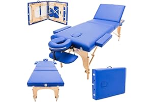Massage Imperial® Chalfont Extra Large Table De Massage - Largeur 70cm Et Longueur 195cm- Lit De Massage À 3 Sections - Panneau D'extrémité Reiki Et Sac De Transport - Bleu