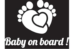 Pandagies Paris - Autocollant Voiture Bébé à Bord- Sticker Vinyle Petits Pieds de Bébé - Baby on Board pour miroir voiture bébé siège auto bébé (Noir)
