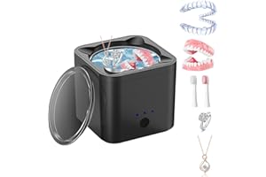 KWOXET Nettoyeur Ultrasons,Nettoyeur Ultrason 45 kHz 190 ML, Convient Pour Bagues, Diamants, Appareils Orthodontiques, Prothèses Dentaires, Boucles D'oreilles, Têtes de Rasage
