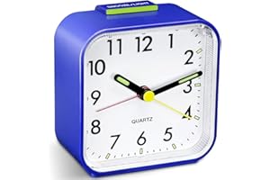 HOPSEM Silent Alarm Clock Battery Powered Non Ticking Bedside Clocks Large Display Basic Bedroom Clock Snooze Night Light Function Easy to Read Operate