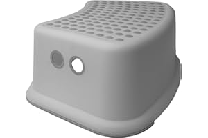 DIVCHI Step Stool For Toilet Toddlers Plastic One Step Potty Stepping Stool with Non-Slip Surface For Bathroom & Kitchen Sink (White/Gray)