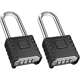 Diyife 2 Pack Robust Padlock Combination Lock 4 Digit Long Shackle