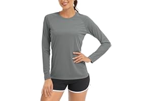 TACVASEN T-Shirts Manches Longues Femme UV Chemise de Protection Solaire UPF 50+ Extérieur Hauts de Performance