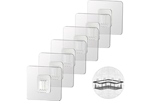 SUBTAVIK 6 ganchos adhesivos de repuesto para organizador de ducha, ganchos adhesivos de esquina de 7 x 7 cm, transparentes, para baño, cocina y ducha (para organizador de ducha con tiras metálicas)