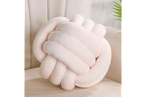 Yhoelata Cojin Nudos Blanco Lechoso, Cojines Redondos Decorativo de Terciopelo, Cojín Decoración para Cama Sofa, Cojín para Dormitorio Infantil, Regalo 28 cm
