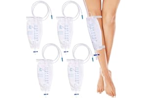 GAOUTO 4 piezas de 750 ml de bolsas para orina con 2 correas: bolsas de drenaje de orina, bolsas colectoras de orina, bolsas de drenaje con 2 tiras, bolsas de orina con válvula y drenaje en T, bolsas de