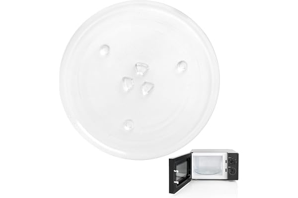 Mikrovågsugnstallrik glas 24,5 cm mikrovågsugnstallrik, speciell högtemperaturbeständig, glas, vridbar tallrik, mikrovågsugn, Y-formad reservroterande platta med 3 fixpunkter för mikrovågsugnar med