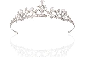 simyron Bridal headdress, bridal white k zircon crown, princess crown wedding dress accessories, girls and women decoration at birthday wedding party prom