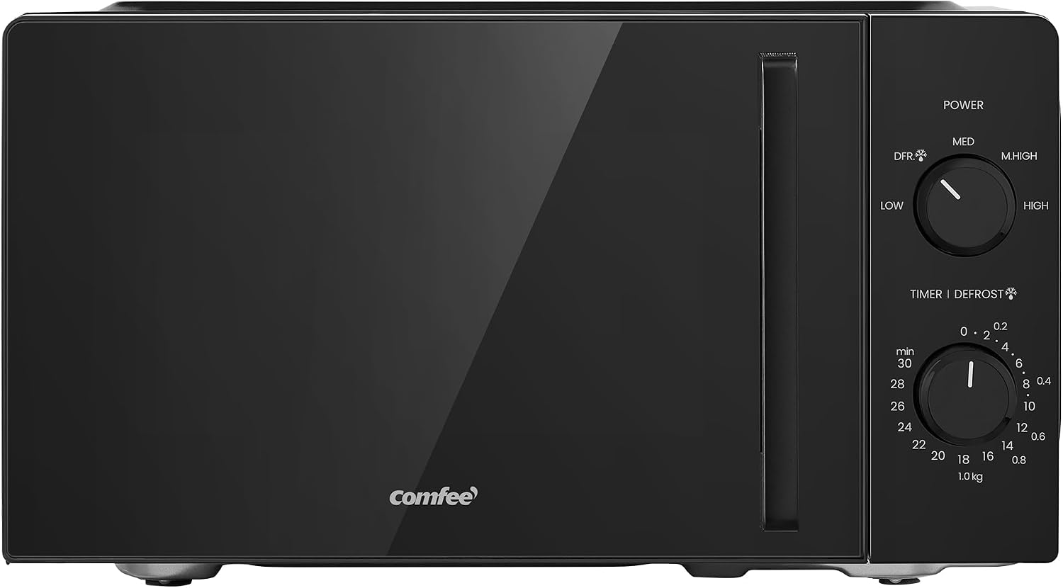 COMFEE' 20L Compact Microwave, 700W Black Solo Manual Microwave with Inverter,5 Power Levels,Quick Defrost,Easy Clean,Dial Timer,Small for Kitchen- CMO-MM202NF(BK)