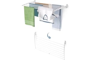 foxydry Fold, Tendedero de pared, tendedero vertical, plegable de interior y exterior, de aluminio y acero, 102 x 50 x 50 cm (blanco Down, 1 x Fold 100)