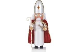 OBC-KUNSTHANDWERK Nussknacker Deko Figur Bischof weiß / 25 cm/Nussknacker Holzfigur/handbemalt im Kunsthandwerks-Stil/weihnachtlich dekorieren