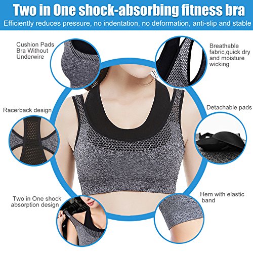 Sport BH, Fascigirl Damen Komfort Sport Wattierter Spitzen BH Bustier Push Up BH ohne Bügel Für Yoga FitnessTraining - 3