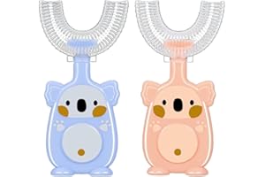 BEPSYOM 2 silikonowe szczoteczki do zębów dla dzieci w kształcie litery U 2-6 lat, 360 stopni szczoteczka do zębów do całych ust, ręczna szczoteczka do masażu dziąseł (pasuje do dużych i małych