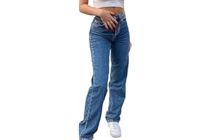 SANSIWU Women High Waist Baggy Denim Pants Wide Leg Straight Trousers Ripped Boyfriends Jeans Y2k Streetwear Vintage Loose Pants
