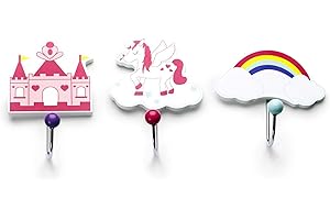 MOUSEHOUSE GIFTS Mousehouse - set di 3 appendiabiti da parete in legno per bambini - unicorno