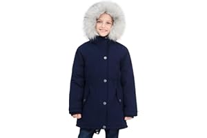 SOLOCOTE Mädchen Wintermäntel Heavyweight Medium Länge warme Jacke mit abnehmbaren Pelzkragen mit Kapuze