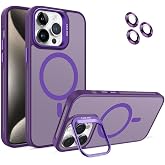 MADNOVA iPhone 14 Pro Max i&ccedil;in Kılıf Kamera Korumalı Magsafe Wireless Şarj &Ouml;zellikli Lens Hediyeli Mat Şeffaf Renkli Standlı 
