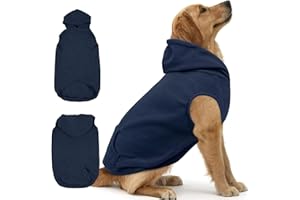 IECOii Sweat à capuche doux pour chiens de grande taille, gilet à capuche en polaire pour chien avec trou pour laisse, vêtements d'hiver pour chien, sweat à capuche pour grande race, labrador, golden
