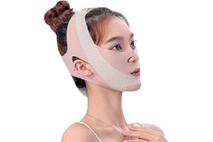 QOMJUFA Doppelkinn-Reduzierer V Linie Maske Wangen,Kinn Anhebendes Band Face-Lifting,Maske Facelifting-Bandage Gesichtsverband Face Lift Bandage,Jederzeit einsetzbar,Rosa