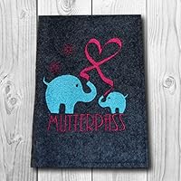 Mutterpasshülle aus Wollfilz - Motiv: Elefanten