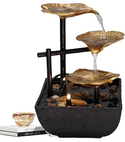 Lemodo Led-tafelfontein, kamerfontein, indoor waterfontein met draaiend waterwiel, stille werking, Feng Shui decoratie voor woonkamer, kantoor, meditatie, afmetingen 21,5 x 18,8 x 24 cm, decoratieve Lemodo Led-tafelfontein, kamerfontein, indoor waterfontein met draaiend waterwiel, stille werking, Feng Shui decoratie voor woonkamer, kantoor, meditatie, afmetingen 21,5 x 18,8 x 24 cm, decoratieve