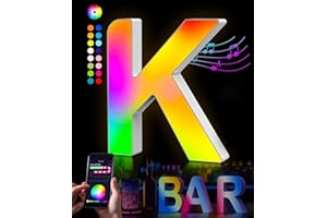 Kimimara Luminous Letters Alphabet – Luminous LED Letter Lamp RGB App Controllo Lights Letter Operator USB for Receptions Party Wedding Christmas Home Bar Decoration (K)