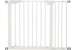 PawHut bramka bezpieczeństwa dla psa bez wiercenia z automatycznym zamknięciem podwójną blokadą Obsługa jedną ręką szerokość 76-103 cm biała