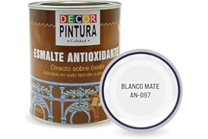 Rc Ocio Pintura antioxidante exterior para metal minio Pinturas esmalte antioxido para galvanizado , hierro, forja , barandilla, chapa para interiores y exteriores - Lata 750ml(Blanco Mate)