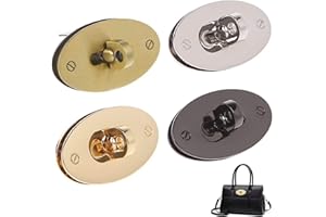 KanDery Oval Twist Turn Lock, Purse Lock, Thumb Turn Lock, DIY Catch Buckle Clasp for Bag Making Book Leather Fabric Handbag Wallet, 4-Pack