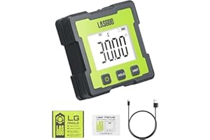 LASGOO Misuratore digitale di angoli, inclinometro magnetico ricaricabile con LCD, 4 unità di misura, per legno, costruzione e metalli