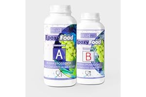 RESIN PRO RESINE EPOXY EPOXYFOOD POUR CONTACT ALIMENTAIRE-1,55 kg: Idéal pour les tables, plateaux, assiettes et sous-verres - Gants gratuits - 100% Made in Italy