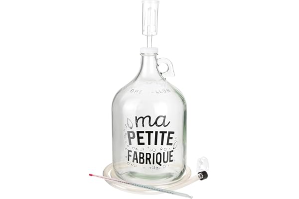 COOK CONCEPT - KV7224 Kit de Fabrication de Bière - Bonbonne en Verre - Bouchon Percé - Thermomètre - Recette Incluse - Conçu pour Bière Maison - 17 x 17 x 29,50 cm - Couleur Transparent
