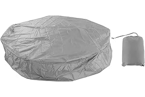 BOXWIZARD Pokrowiec na wannę z hydromasażem, na zewnątrz, nadmuchiwany SPA, basen i meble, ochrona przed kurzem, okrągła wanna, 190, srebrny, poliester, tafta, wodoodporna (215 x 70 cm, szary)