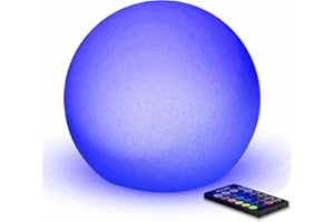 Mr.Go 8" LED Night Light Ball Lamp Colour Changing Mood Light Bedside Lamp, 8 Dimmable Brightness, 16 Adjustable Colors, Remote Control, Rechargeable Sphere Lamp Table Light for Home Decoration