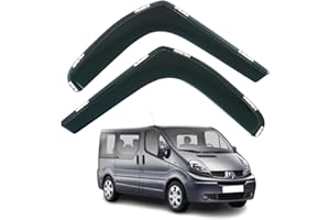 AirFlux: Set mit 2 Windabweisern, kompatibel mit Renault Trafic, passend für Nissan Primastar, Opel Vivaro A 2003-2014, klassisch, dunkles Rauchgrau getönt, selbstklebend, für Vans