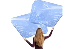 Pack of 2 Worship Flags, 130 x 114 cm Shiny Sand Dance Flag with Scalable Poles, Silk-Like Rectangular Angel Wings Flags for Dance, Church, Stage Performance (Transparent Royal Blue)