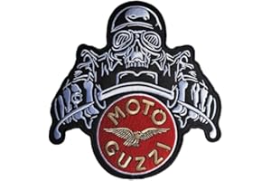 SUMA SHOP Parche de calavera para moto Guzzi Parche bordado termodesiva 20.5 x 19.5