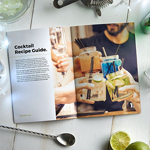 VonShef Premium Boston Cocktail Set mit Rezeptbuch, Edelstahl 550ml Shaker & Glas, gedrehter Barlöffel, Hawthorne-Sieb, 25ml/ 50ml Messbecher & Holz-Stößel – Zwei Jahre KOSTENLOSE Gewährleistung - 7