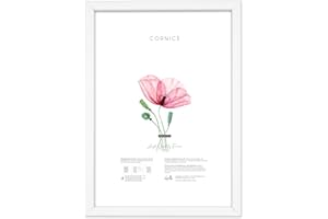 Lupia - Cornice Portafoto da Parete in Legno Optical, Design Moderno e Elegante, Facile da Appendere, Produzione Italiana, per Foto, Stampe Artistiche, Poster, Quadri Moderni 50x70 cm/Bianco