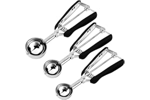 HOMURE H kakskopa set – inkluderar 1 msk/2 msk/3 msk – 3 st kakskopor för bakning – kakdegskopa – tillverkad av 18/8 rostfrit