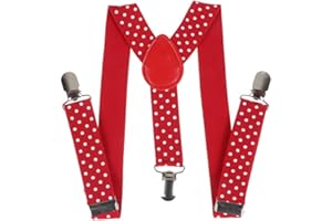 Linghe Kinder Hosenträger Clip - Jungen Mädchen Polka Dot Einstellbare Elastische Y-Förmige 3 Clip Hosenträger