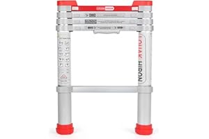 LOUAK&HIRON Teleskopleiter 1,5 m für Zuhause, Aluminium ausziehbar klappbar Wohnmobil Dachbodenleiter 150 kg Kapazität