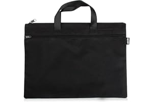 EQLEF Bureau Document Sac, Hommes Porte-Documents Classeur Portable A4 Fichier Zipper Sac Noir 1 Pièce